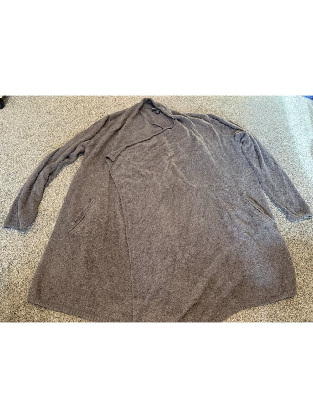 Barefoot Dreams 903 Gray Long Open-Front Cardigan Sweater Lightweight RN11148 2X
